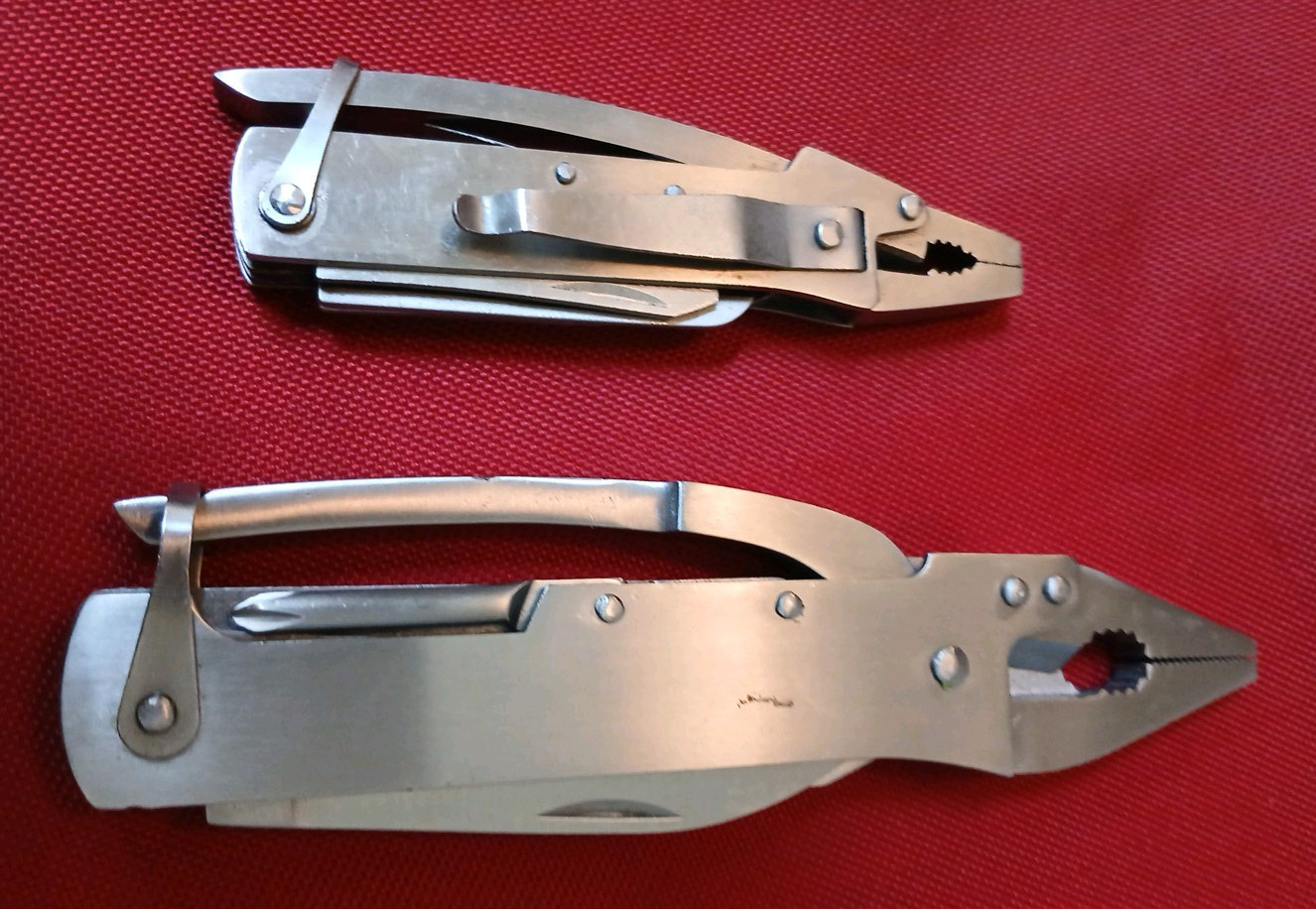 (LOT of 2) 10 & 8-Function Multitool SS Pliers, Saw, Knives, Screw Divers, File