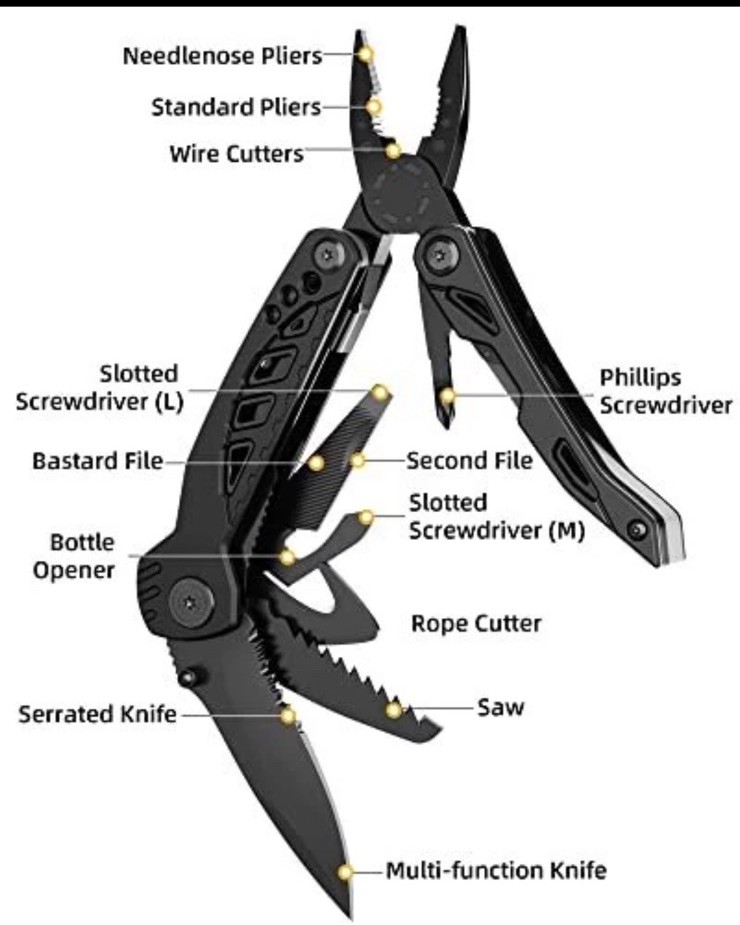 Multitool Knife, Pohaku 13 in 1 Pocket Multitool, Multi Tool with 3″ Large Blade