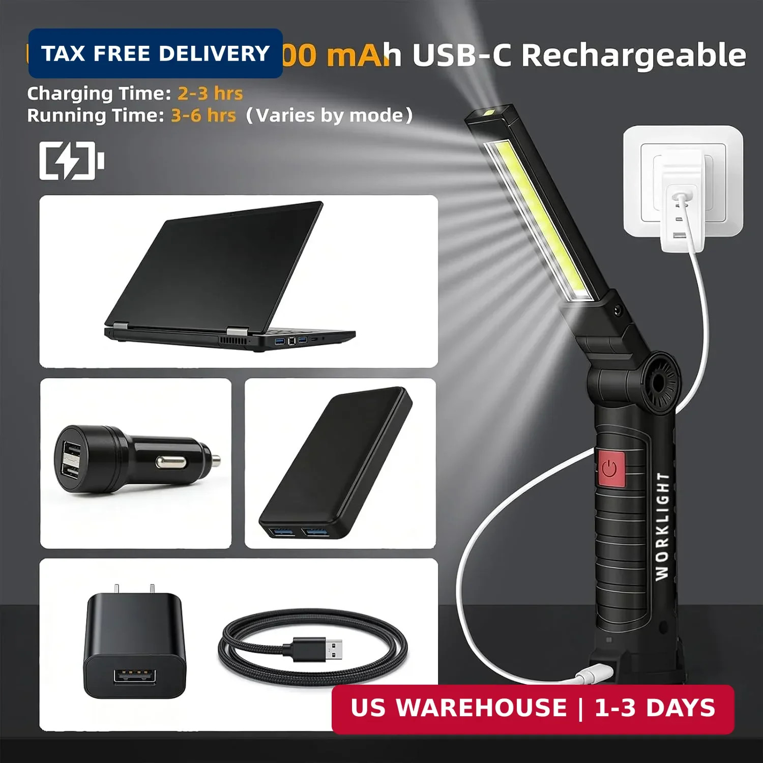 Tool Fathers Day Dad Gifts for Men Him Husband, LED Rechargeable Work Light for