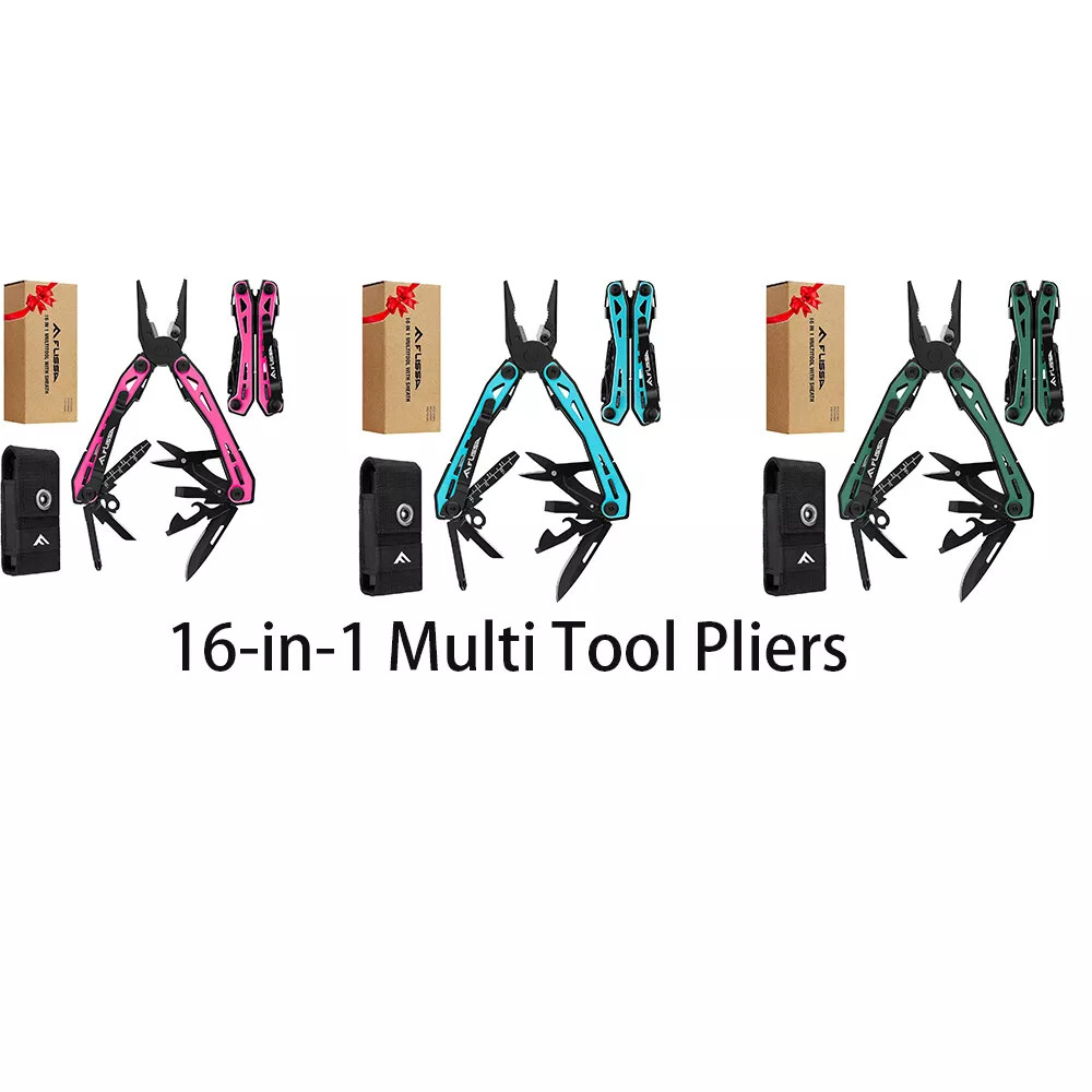 Green/Pink/Blue 16-in-1 Multi Tool Pliers Stainless Steel Multitool Pocket Knife