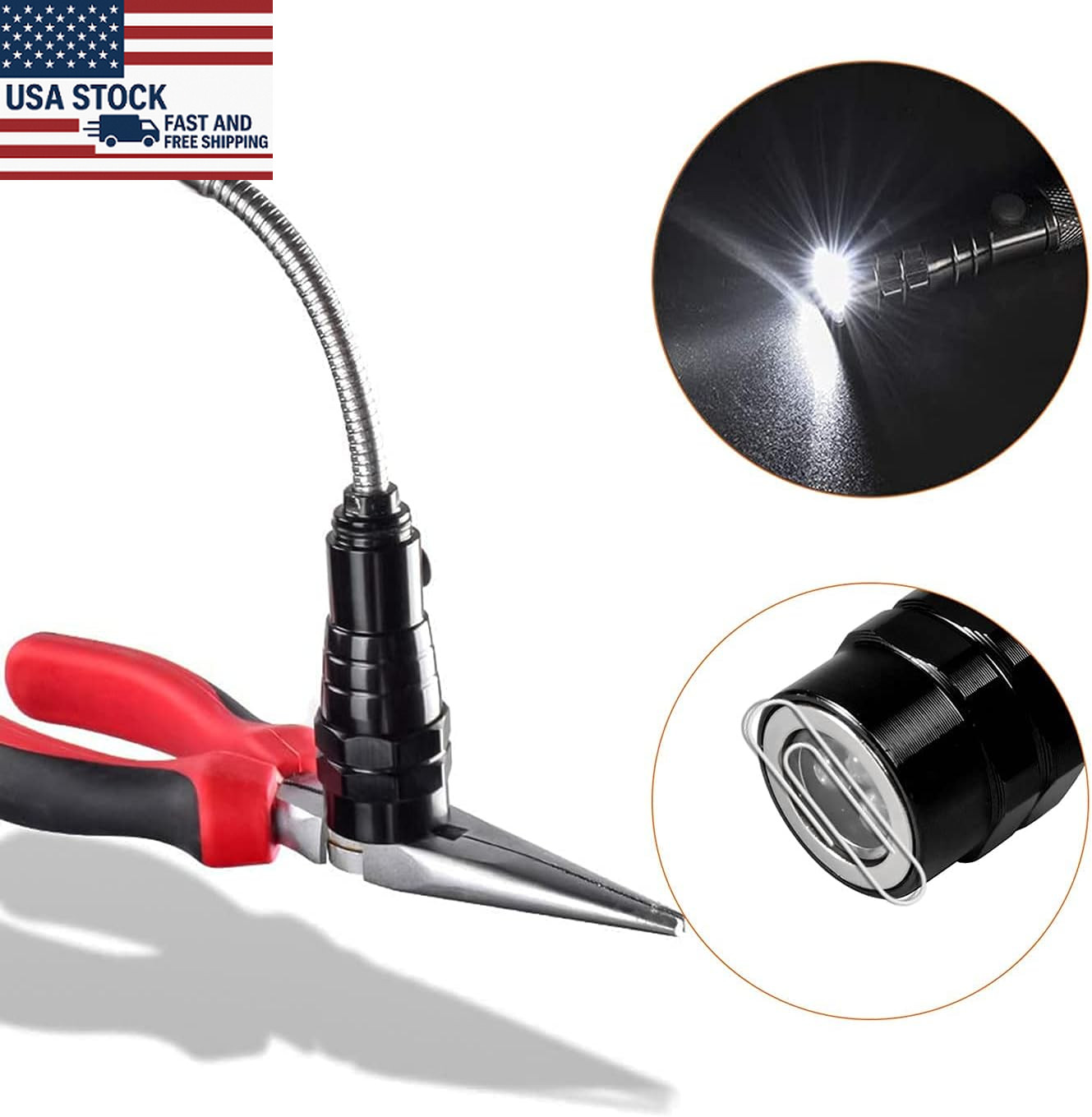 Magnetic Flashlight Pickup Tool Extendable Telescoping Gadget for Men Gifts