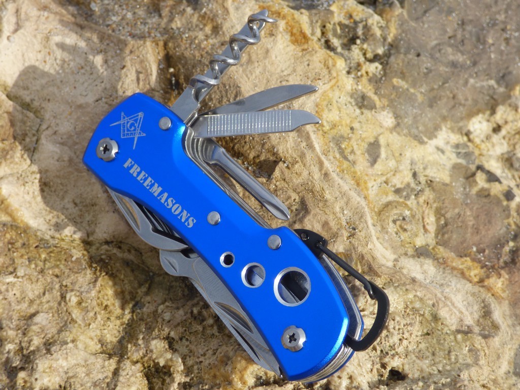 6″ Masonic Multi Function 13 in 1 Aluminum Rescue Knife – Freemasons Gift Boxed