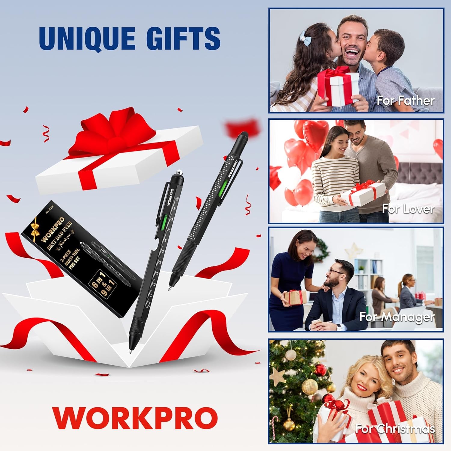 Pen Gifts for Men Women, Huhoo Cool Gadgets Tools Multi Tech Black-9in1
