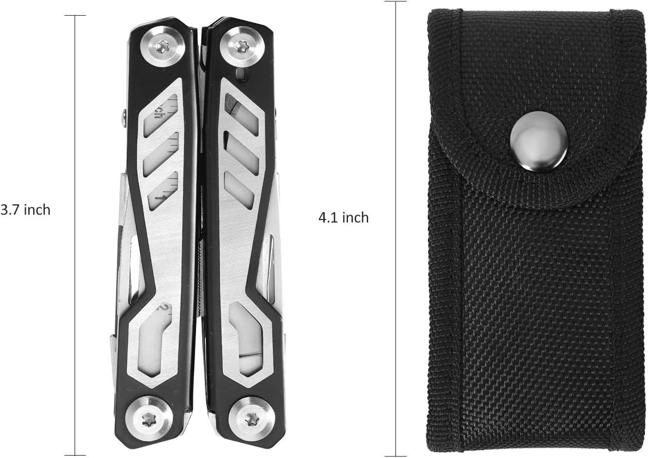 16-in-1 Compact Multitool Full-Size Multi Tool DIY High-Grip Black Handle