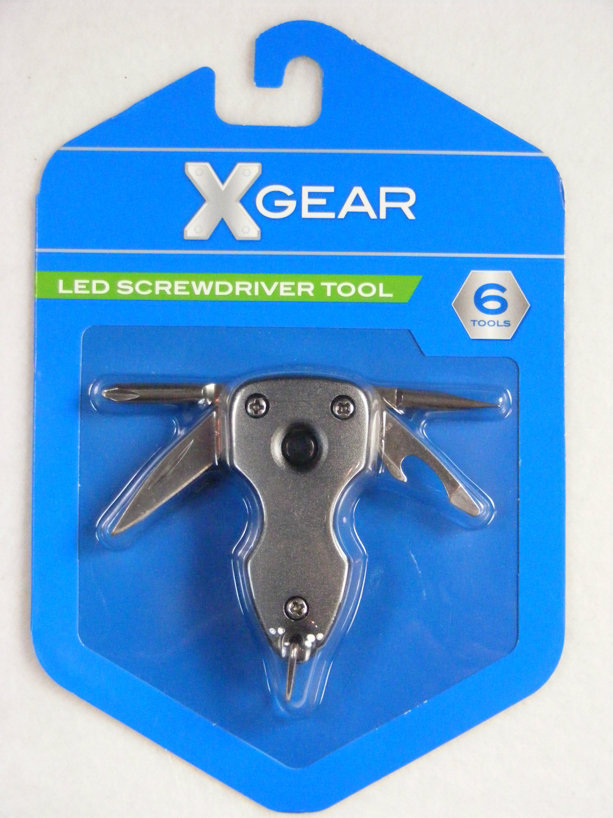 X-Gear LED Light Tool Stainless Steel Gray 6 Tools Survival Camping Hiking