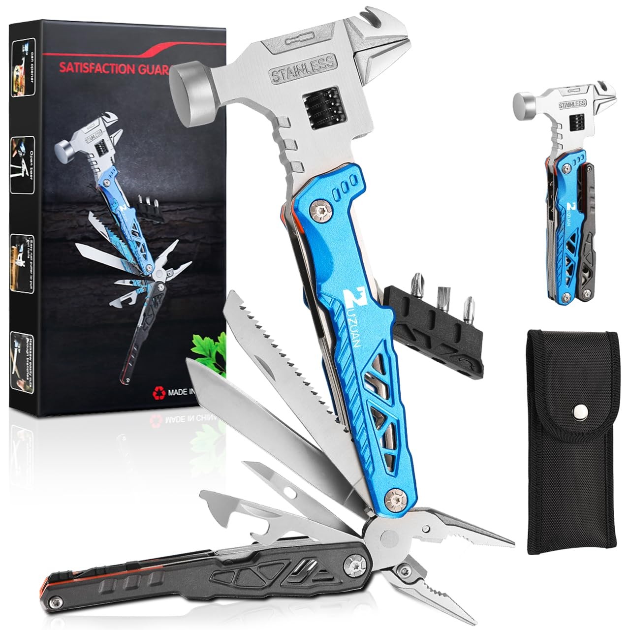 18 in 1 Multitool,Blue,Professional Stainless Steel Multitool Pliers with Rep…