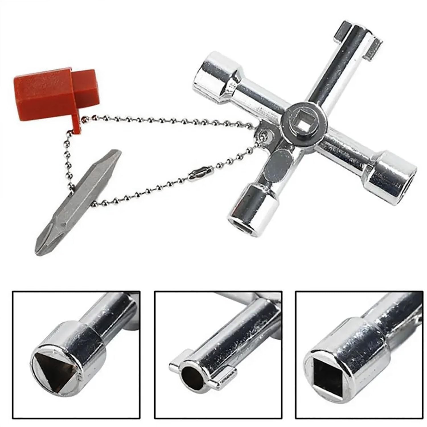 4 Way Cross Key Zinc Alloy Multifunction Triangle Wrench Plumber Electrician