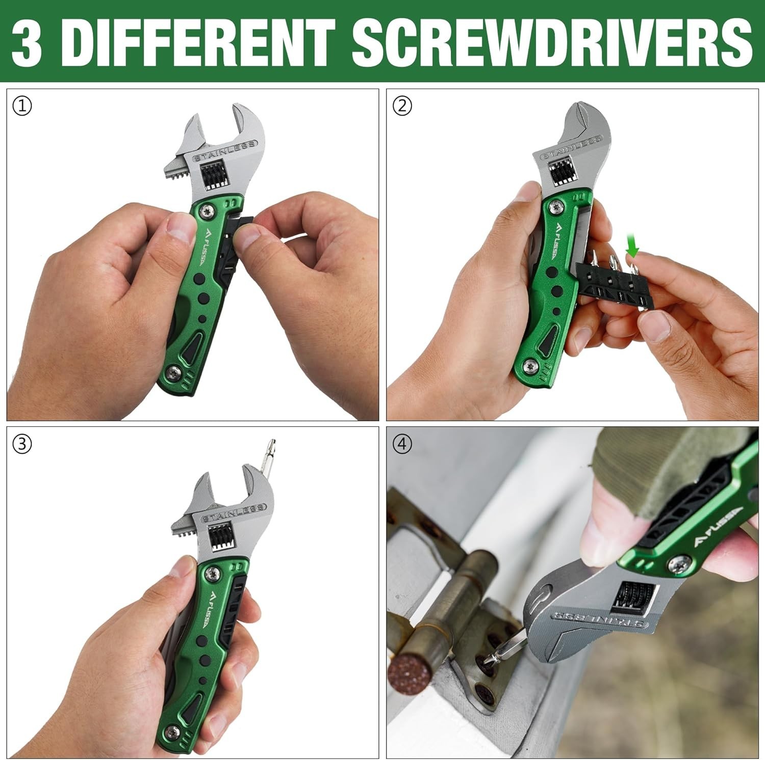 13-in-1 Multi Tool Adjustable Wrench Stainless Steel EDC Pocket Knife w/ Sheath