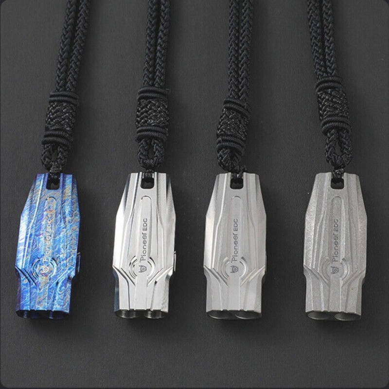 Titanium Alloy Dual Tube Whistle EDC Survival Tool High Decibel Outdoor Gear