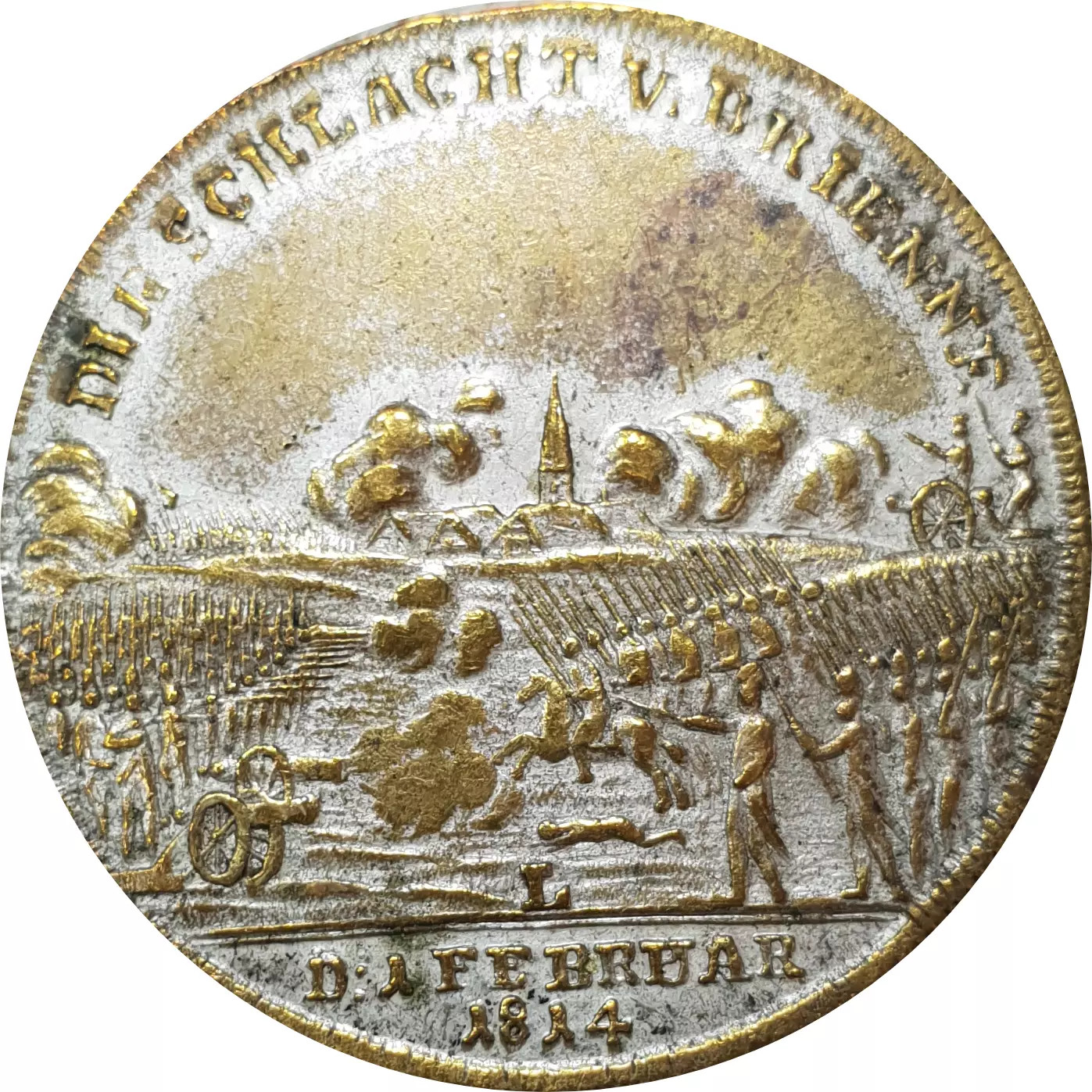 Prussia 1814 Silvered Medal Battle of Brienne Marshal Blucher Jeton Rare