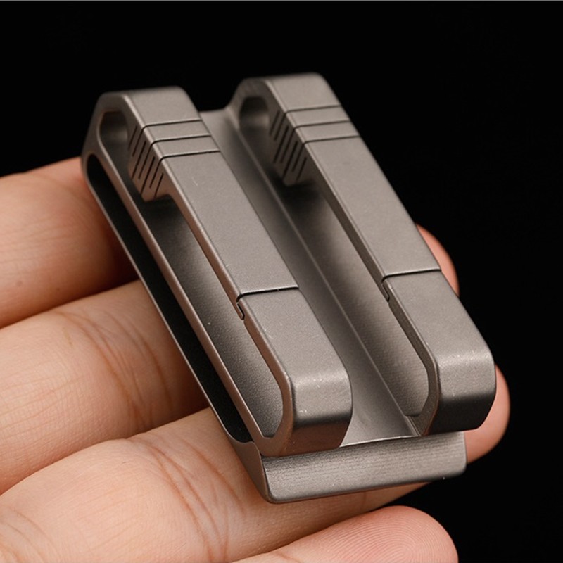 Men s Business Genuine for Titanium Alloy Belt Buckle Clip for Key Ring Holder B