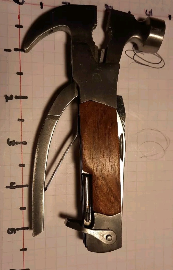 Eddie Bauer 13 Function Wood Hammer Multi Tool Unique. Used 5.5″ X 3″