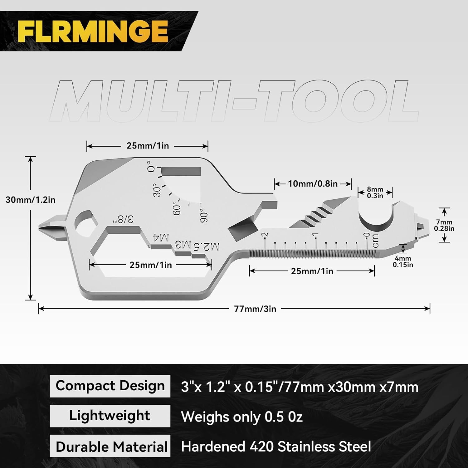 Key Shaped Pocket MultiTool 20-in1 Multi Tool, Stainless Steel Keychain Utili…