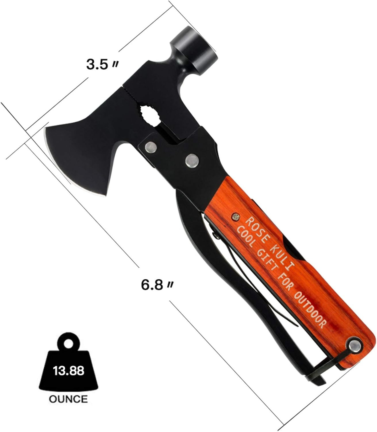 Camping Multitool Axe Hammer, 18 in 1 Multitool Hatchet Multitool Camping Tools