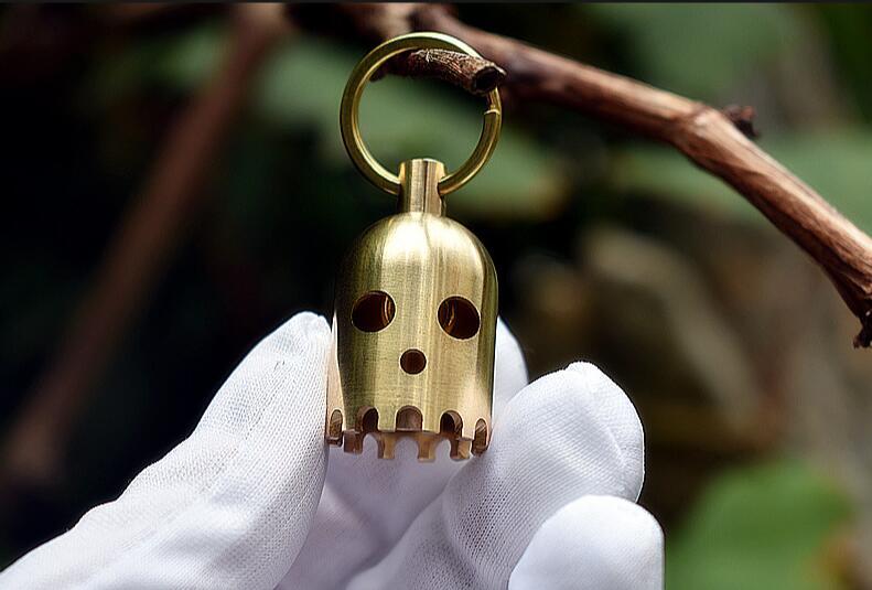 1PCS Small Brass Bell Wind Chime Rope Bead Penant Keychain EDC Pendant Ornament
