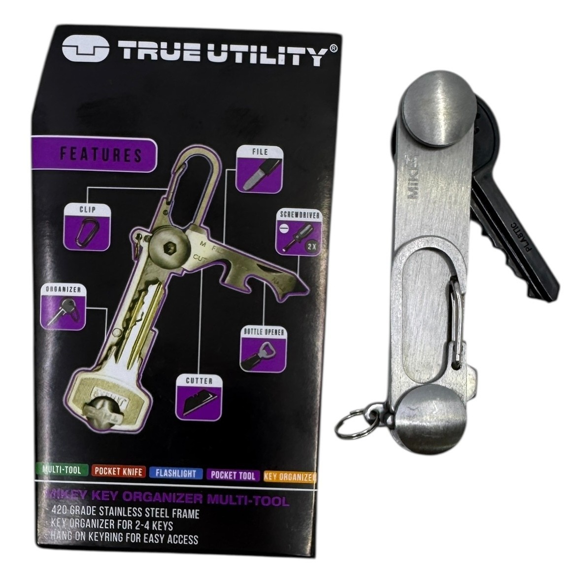 True Utility MIKEY EDC 2-4 Key Organizer Multi Pocket Tool Clip Bottle Opener