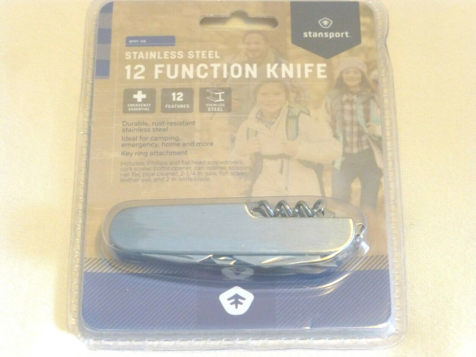 Stansport Stainless Steel 12 function knife NEW key ring attachment camping home