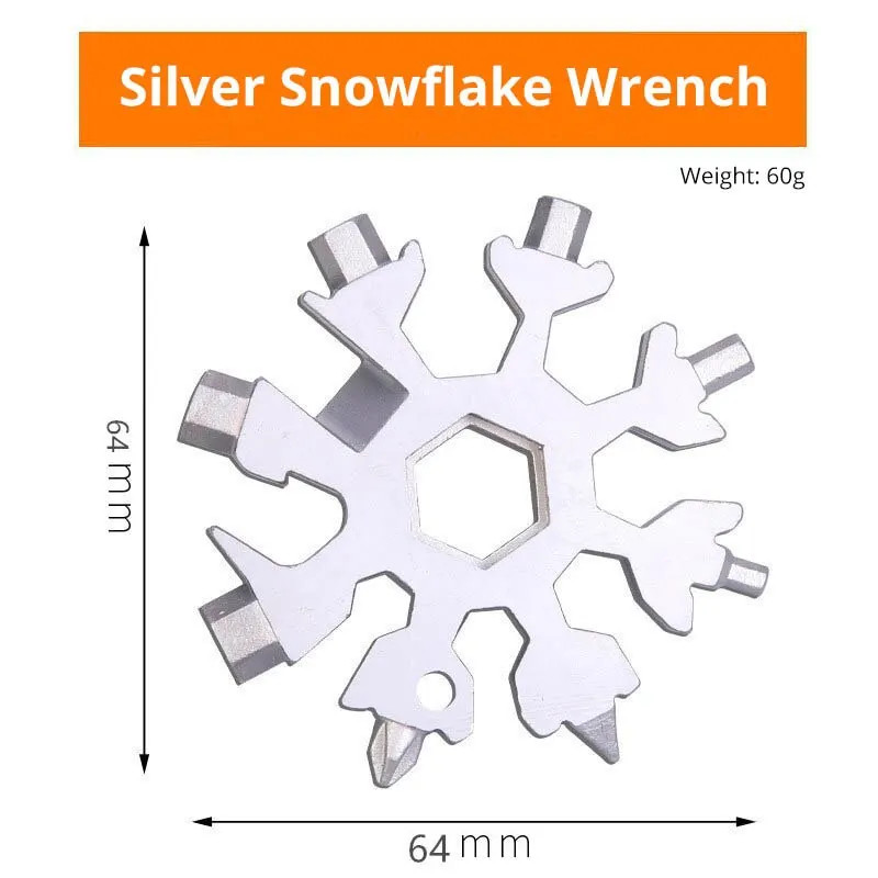 18 in 1 Snowflake Multi Tool Stainless Steel Hex Wrench Pocket Repair Tool