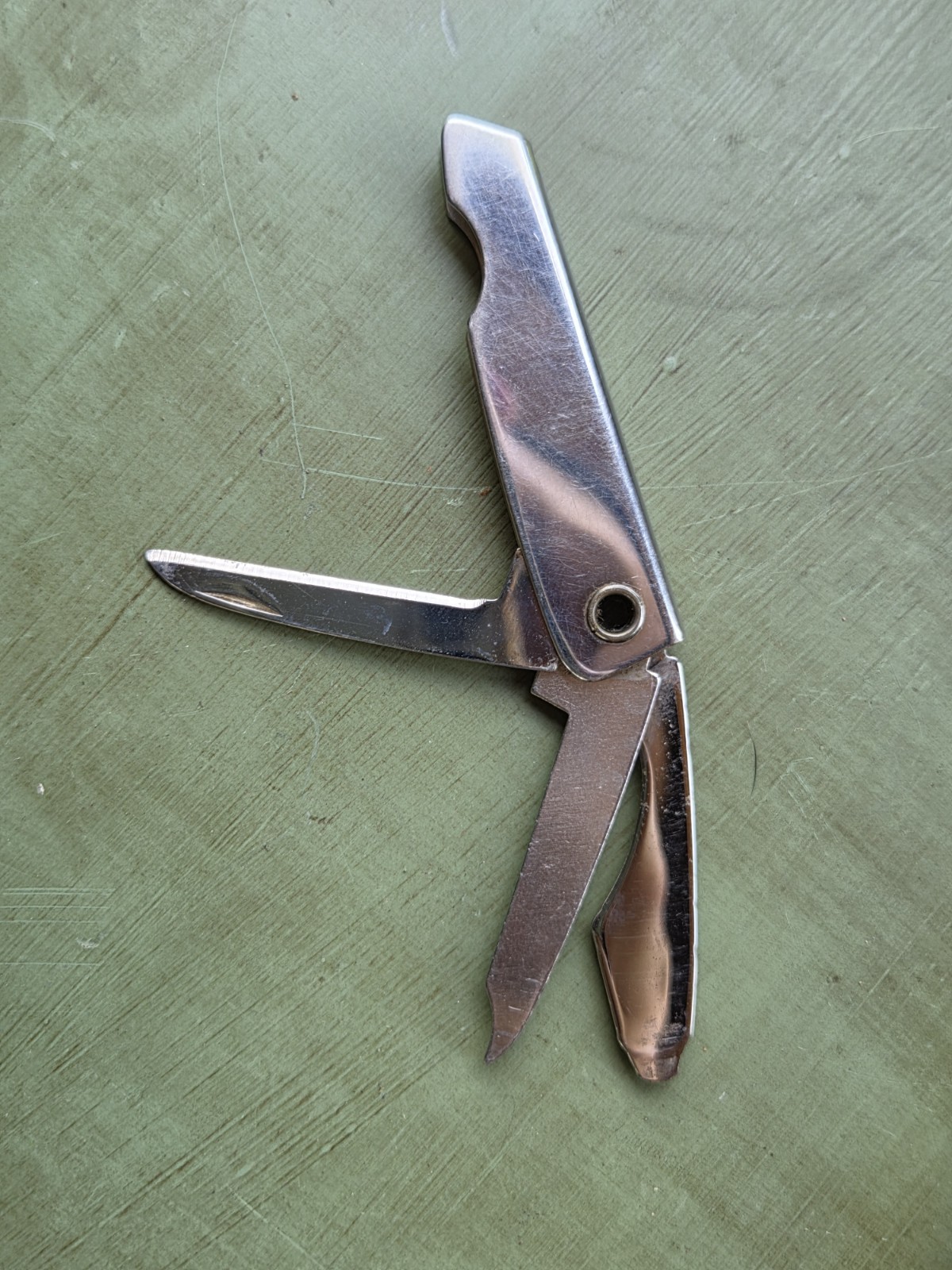 TRM USA 82 Multi-Tool Folding Knife Bottle Opener File Stainless Steel Silver