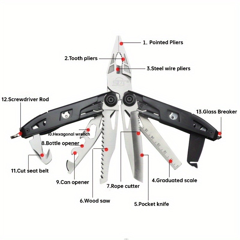 18 in 1 Stainless Steel Folding Multitool Pliers Pocket Knife Camping Multi Tool