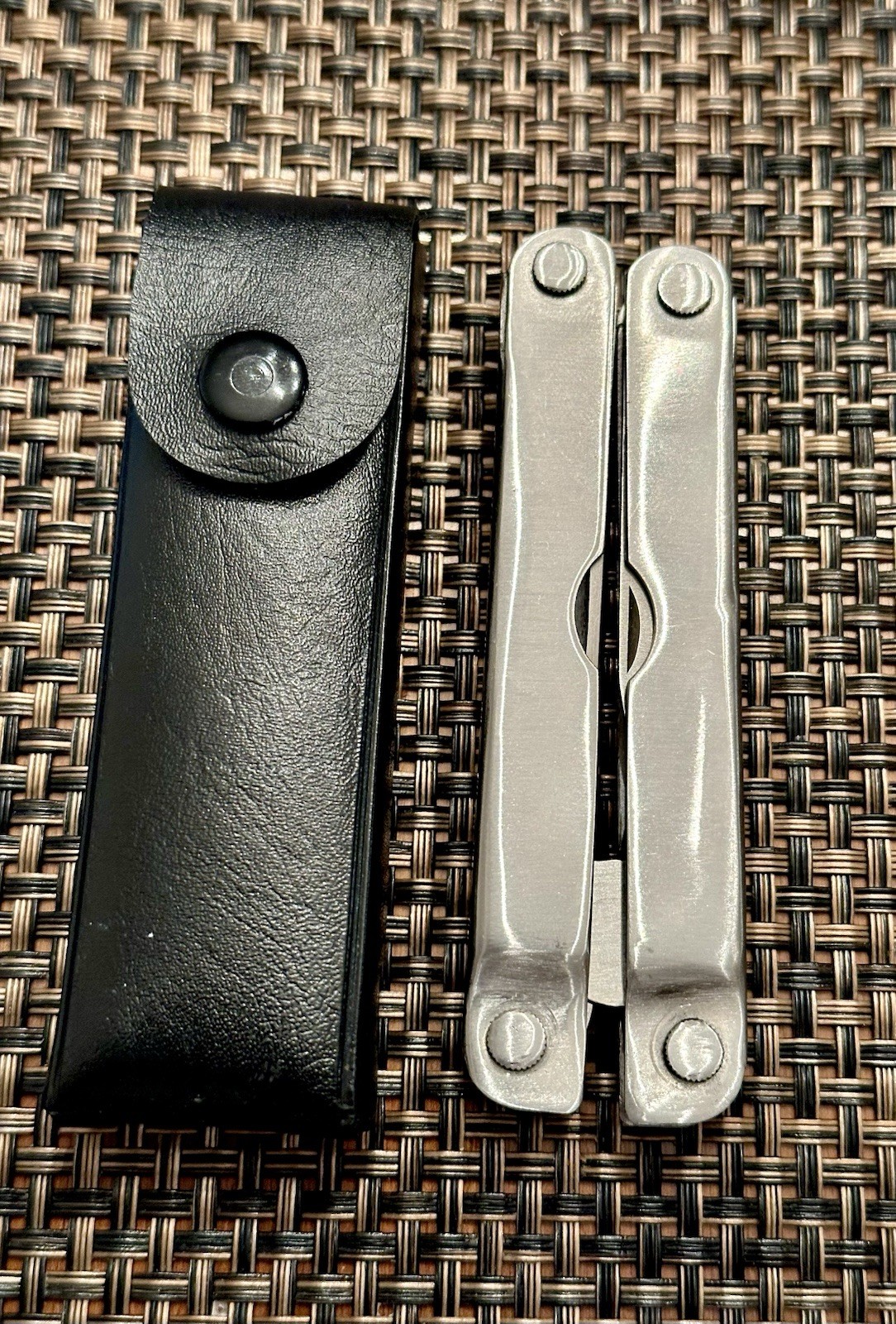 Vintage Stainless Steel Multi-Tool Pocket Knife with Case Made In China EUC!