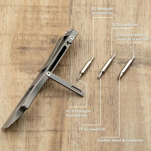 EDC Multitool Pry Bar Set – Titanium, Bottle Opener, Nail Puller, Hex Wrench, Po