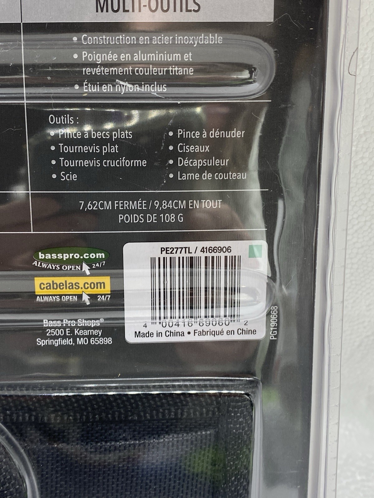 Cabela’s Multitool 8 In 1 Tools with Nylon Case 4 3/8″ Overall Length Brand New