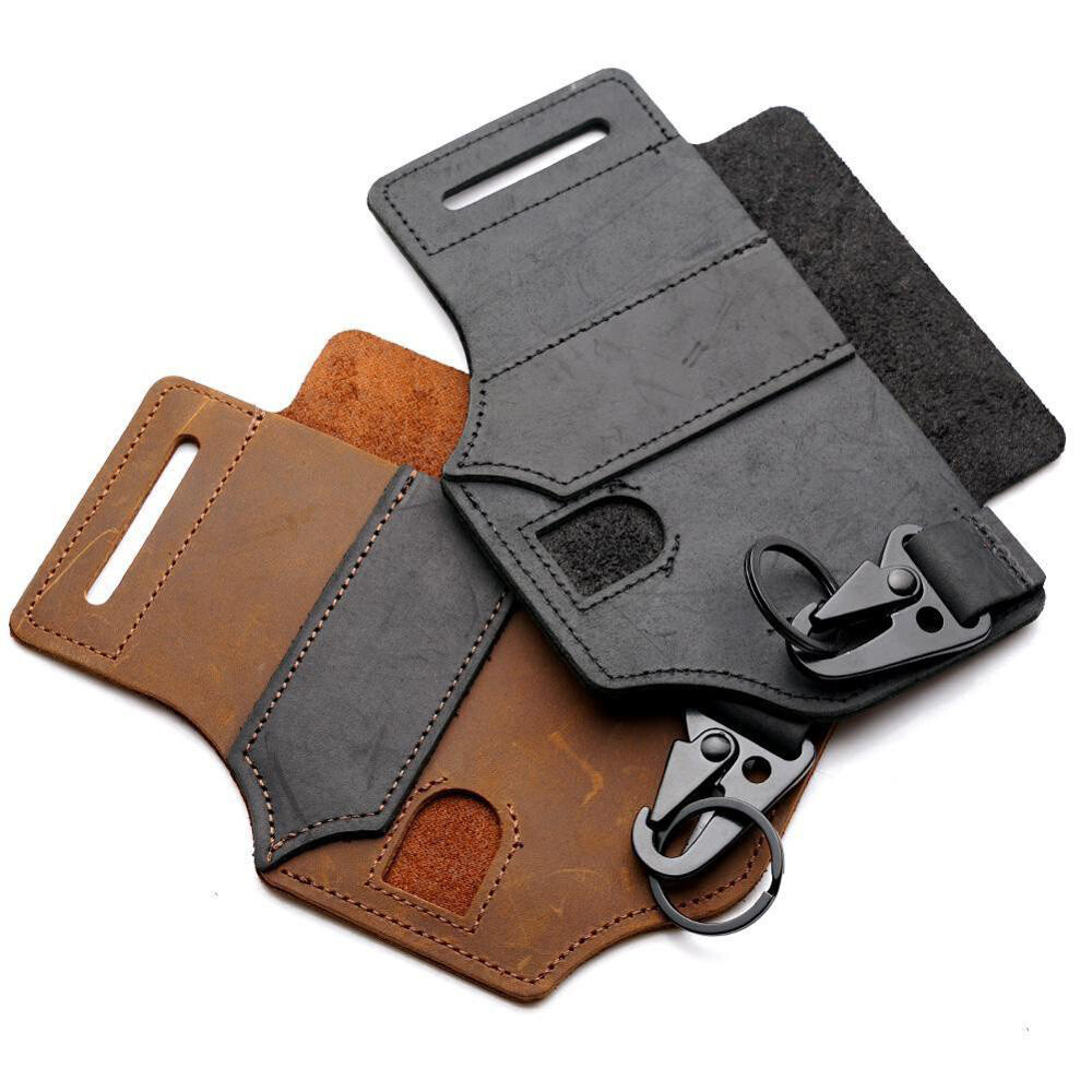 Men Multitool Leather Sheath EDC Pocket Organizer Storage Belt Waist Bag Gift TD