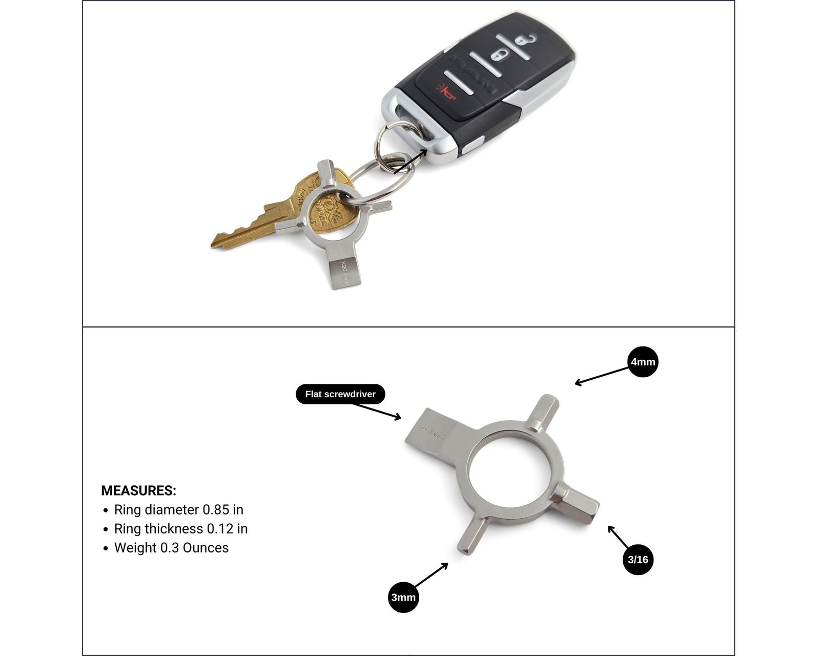 Photography Keychain Multi-Tool with 3mm, 4mm, 3/16 Allen Wrench Hex Key and …