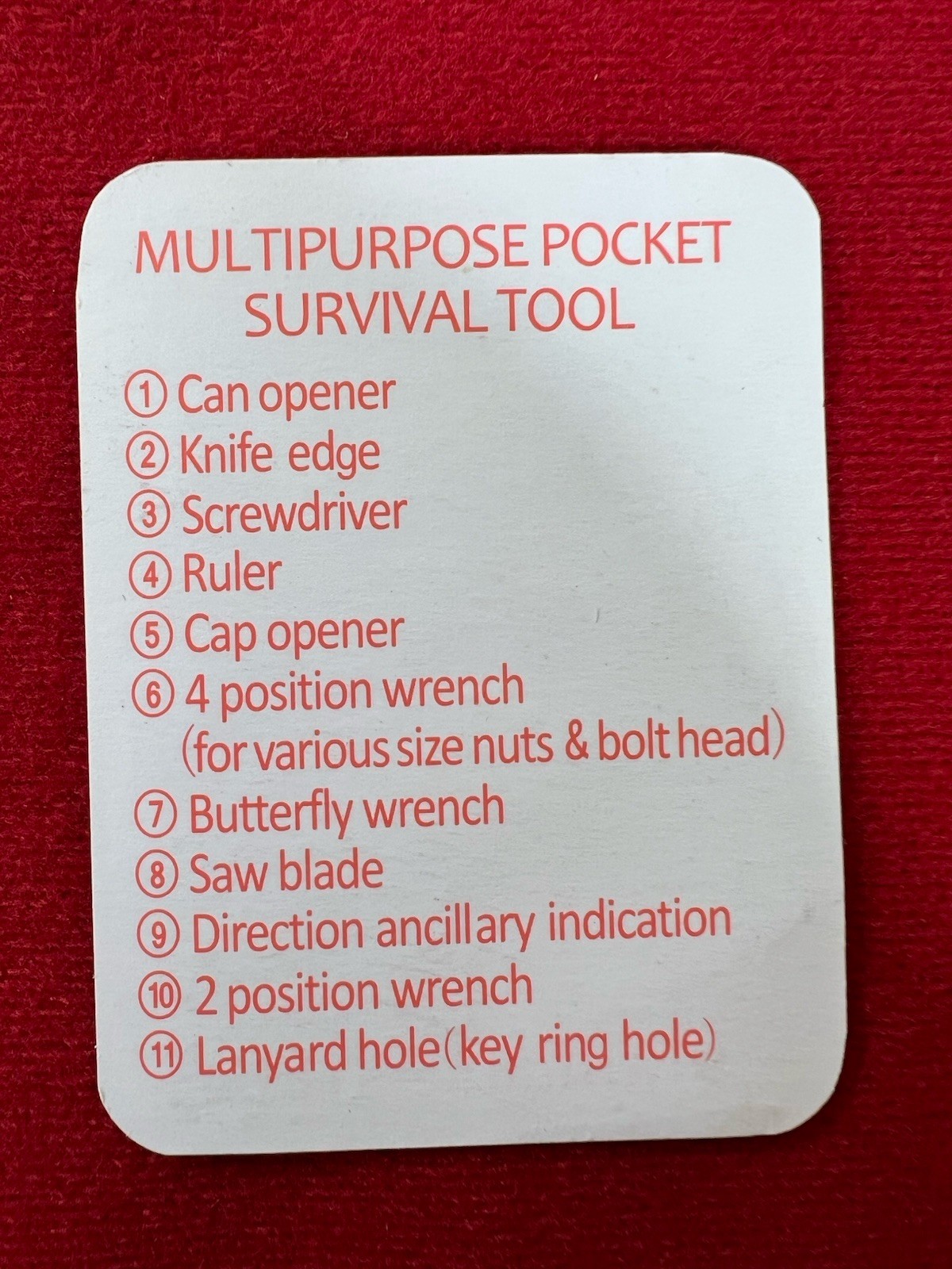 Multipurpose Pocket Survival Tool 11-in-1 Credit Card Sized Multi Tool Stainless