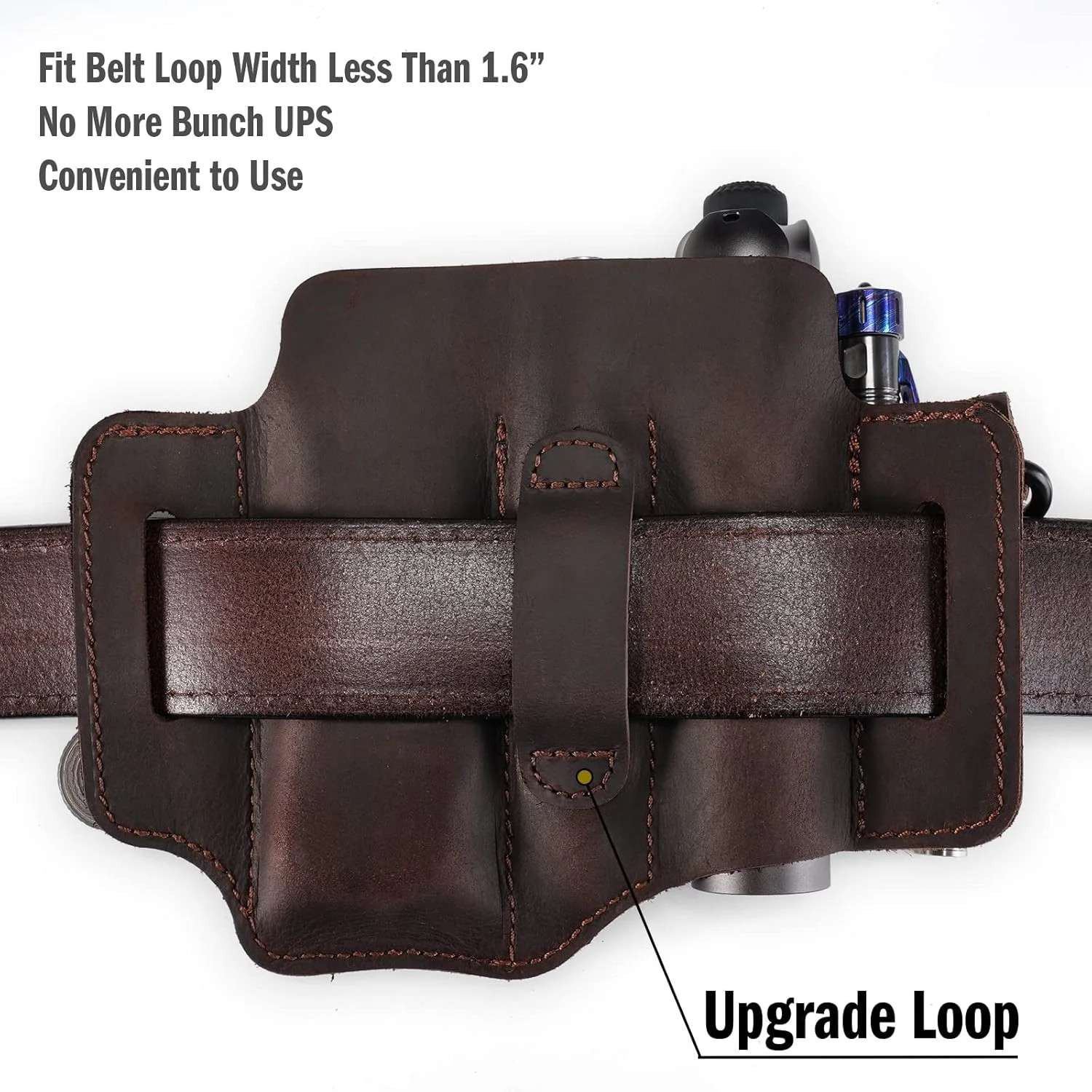 Leather Multitool Sheath – EDC Belt Organizer for Leatherman Tools, Flashlight,