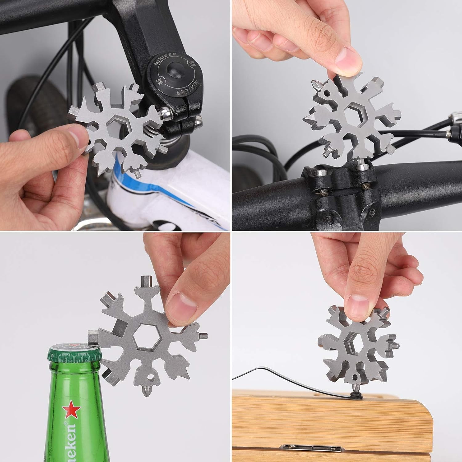 18-in-1 Snowflake Multi Tool,Function Stainless Steel Bottle Opener/Wrench, F…