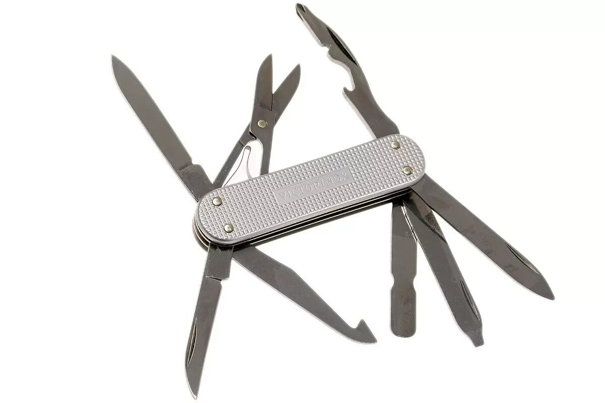 Victorinox Mini Champ Silver Alox – Swiss Army Pocket Knife 58 mm – 14 Tools