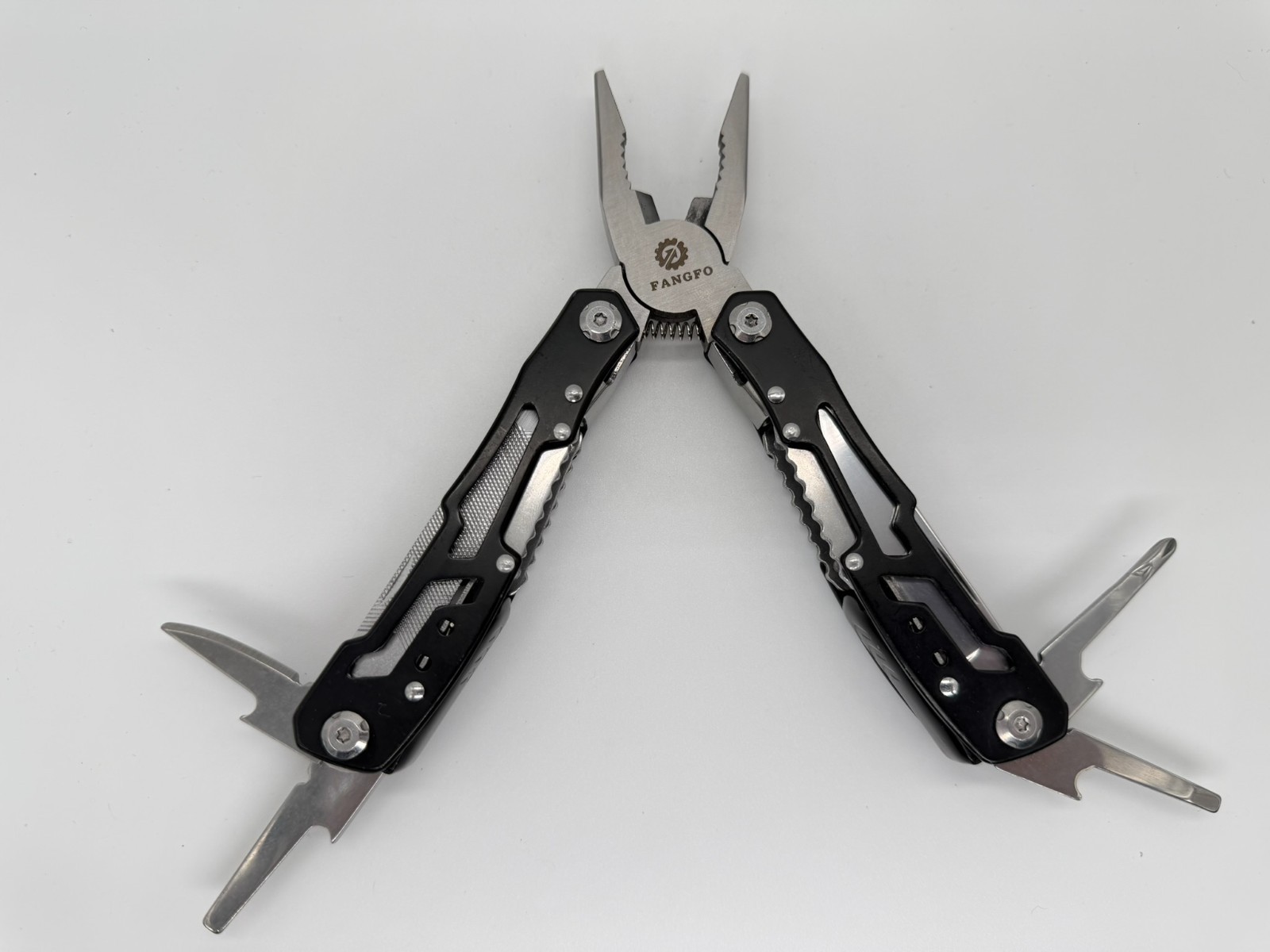 FANGFO 15-in-1 Multi-Tool Black Skeletonized Heavy Duty Pocket Pliers EDC Tool