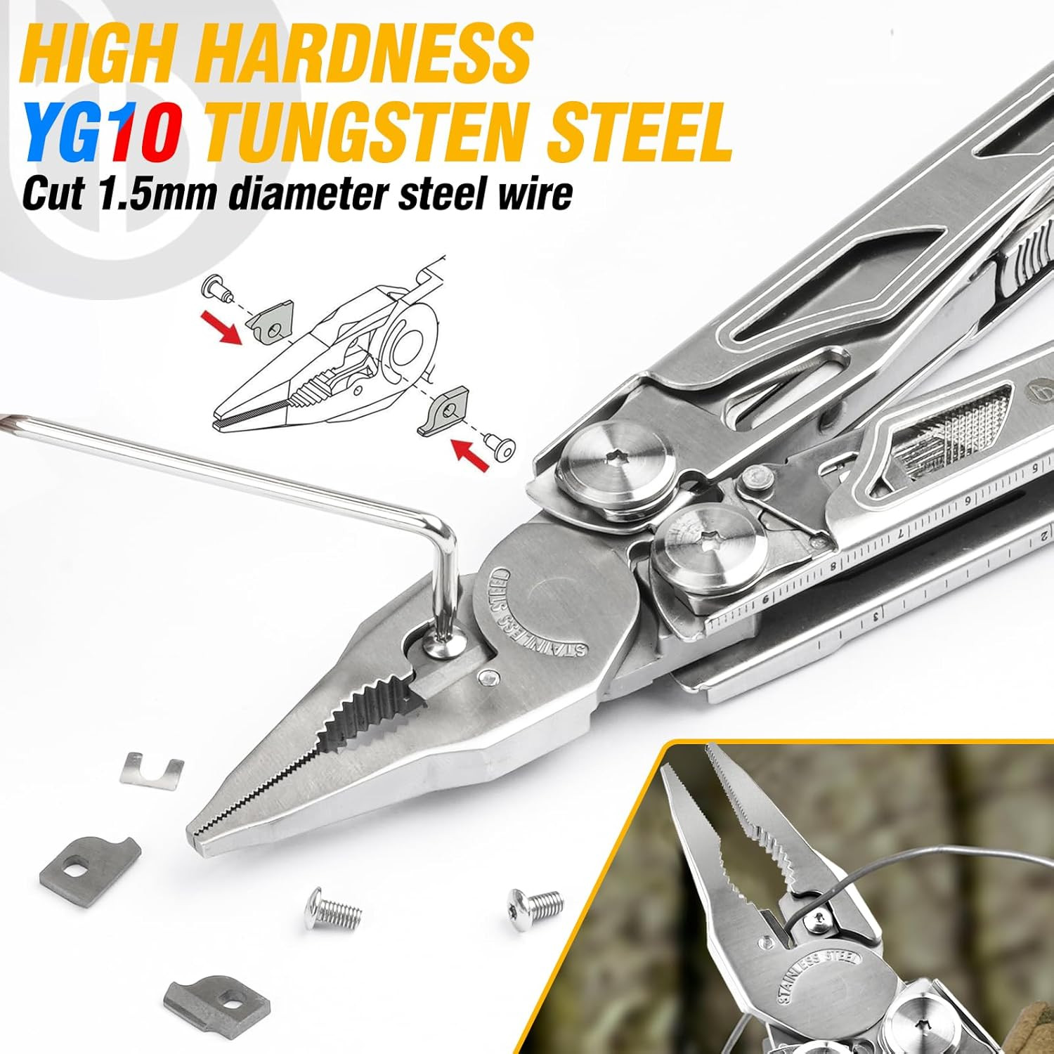 Multitool Pliers Pro BI2045, Stainless Steel Multi Tool Pliers with Replaceable