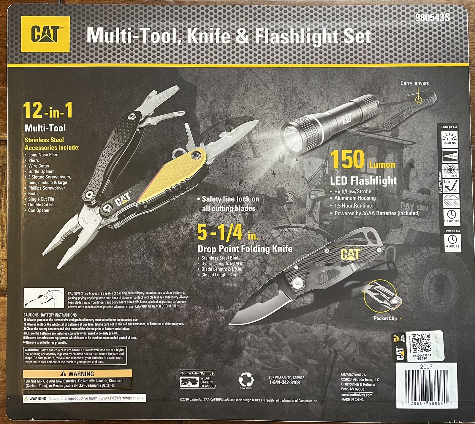 Cat Multi-Tool Knife & Flashlight Set 12 In 1 Free Shipping