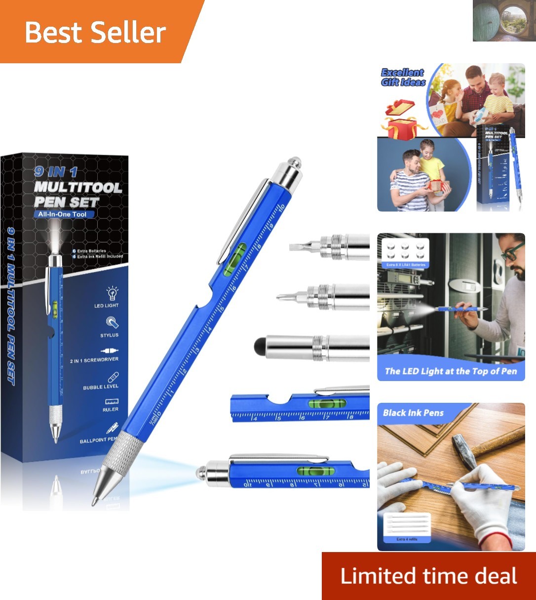 Practical 9-in-1 Gadgets Gift Boxed Multitool Pen – Perfect for All Occasions