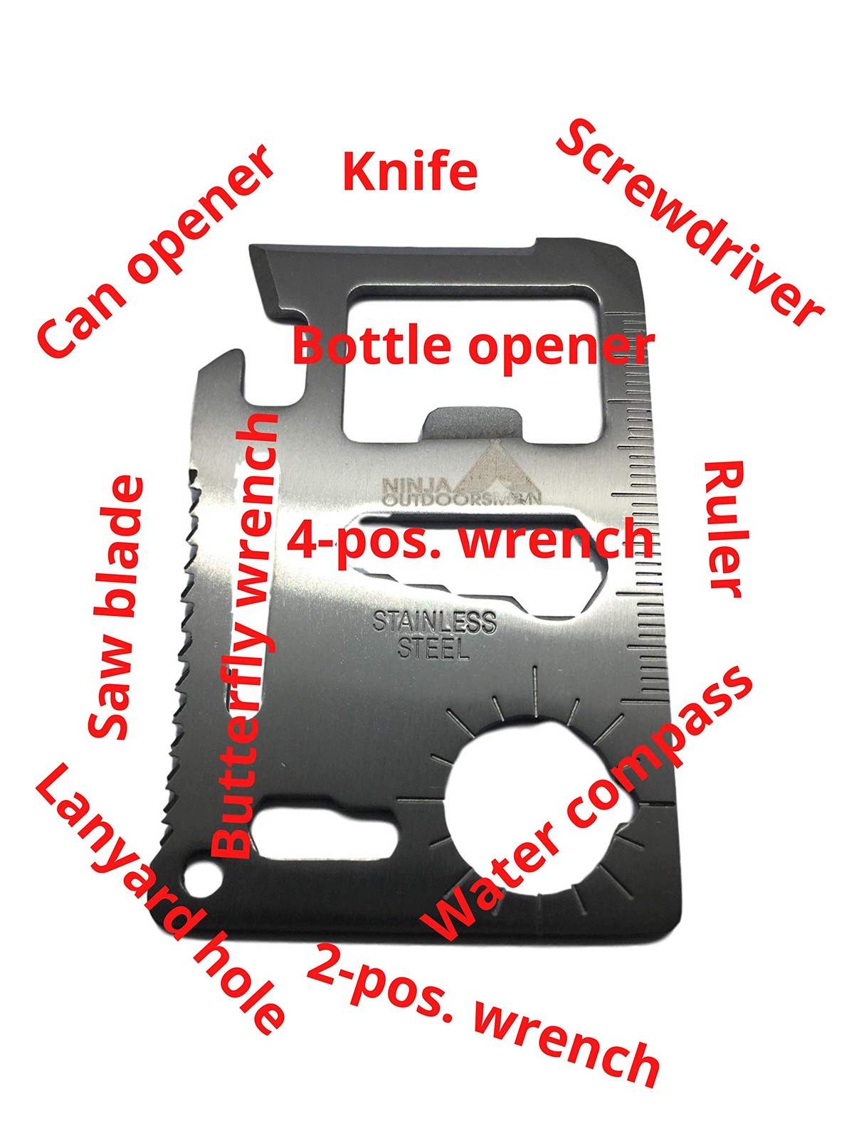 5pack Silver Rsman 11 In 1 Stainless Steel Credit Card Pocket Sized Survival M