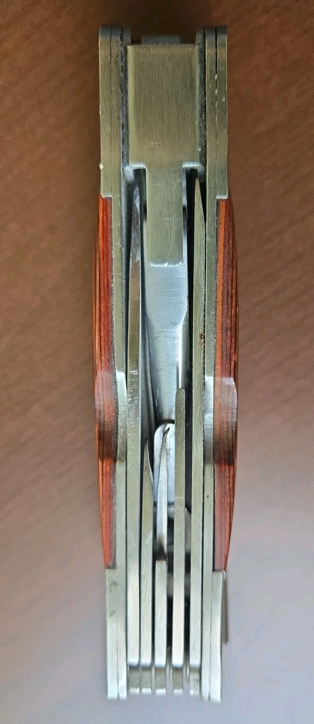 14-in-1 Multi Tool Pliers Stainless 2Cr Steel Wood Handle Pocket Knife Saw