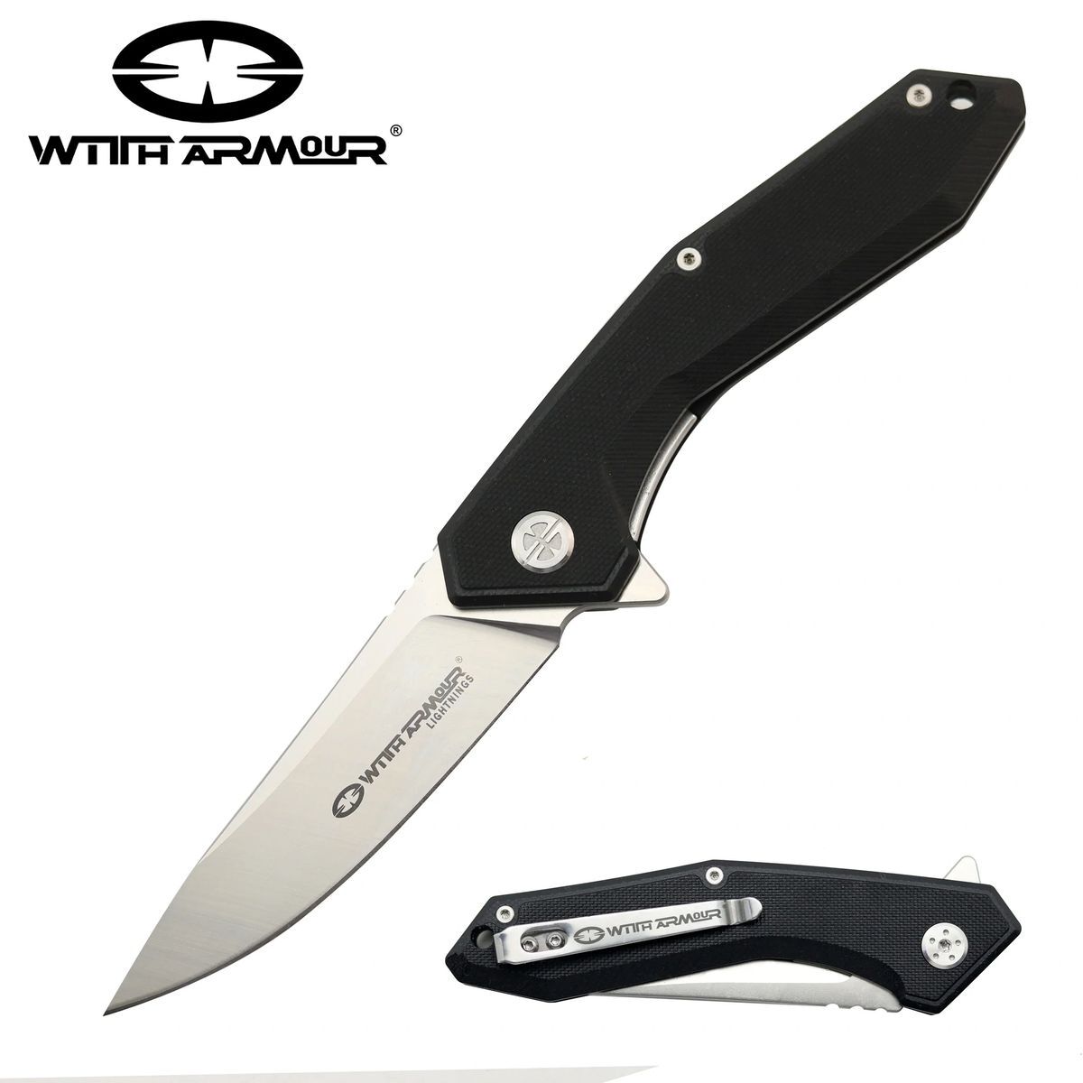 WithArmour WA-082CFG- Ball Bearing Pivot- 4.75″ Black Carbon Fiber pocket knife