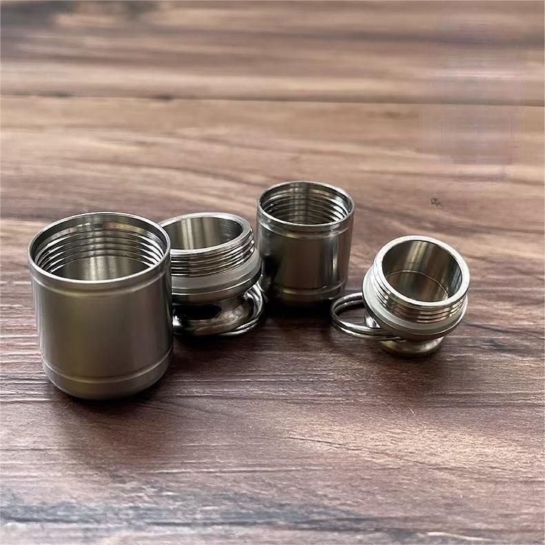 EDC Titanium Pill Holder Case Organizer Container Portable Waterproof Keychain