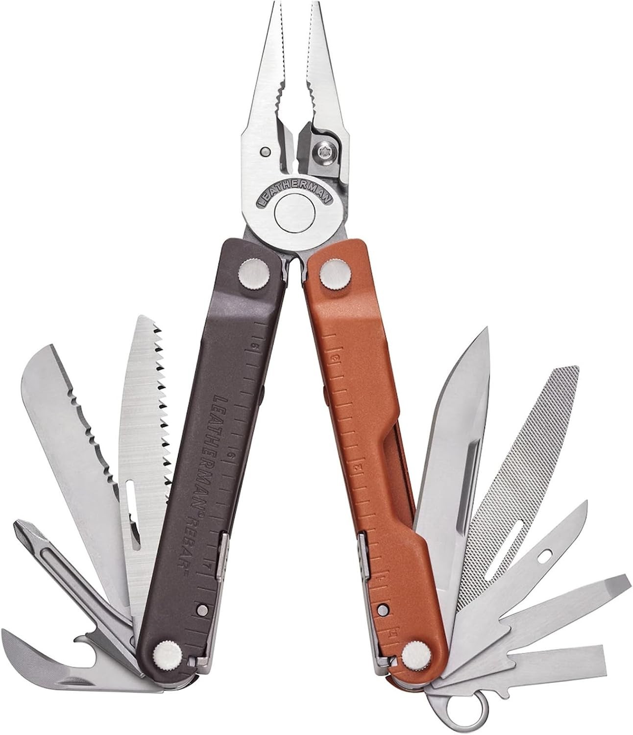 LEATHERMAN Rebar Multitool, Mossy Slate with Nylon Sheath, Burnt Sienna/Orange