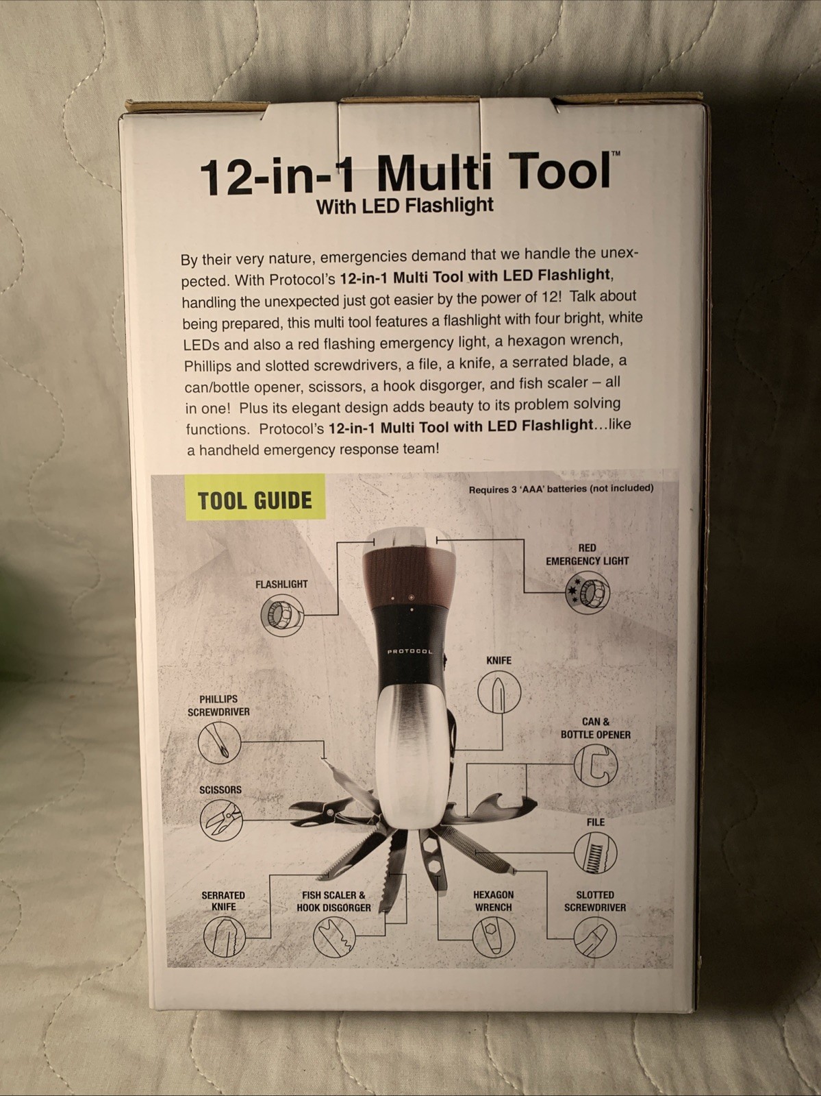 NEW PROTOCOL 12-IN-1 MULTI TOOL WITH LED FLASHLIGHT Item #1860