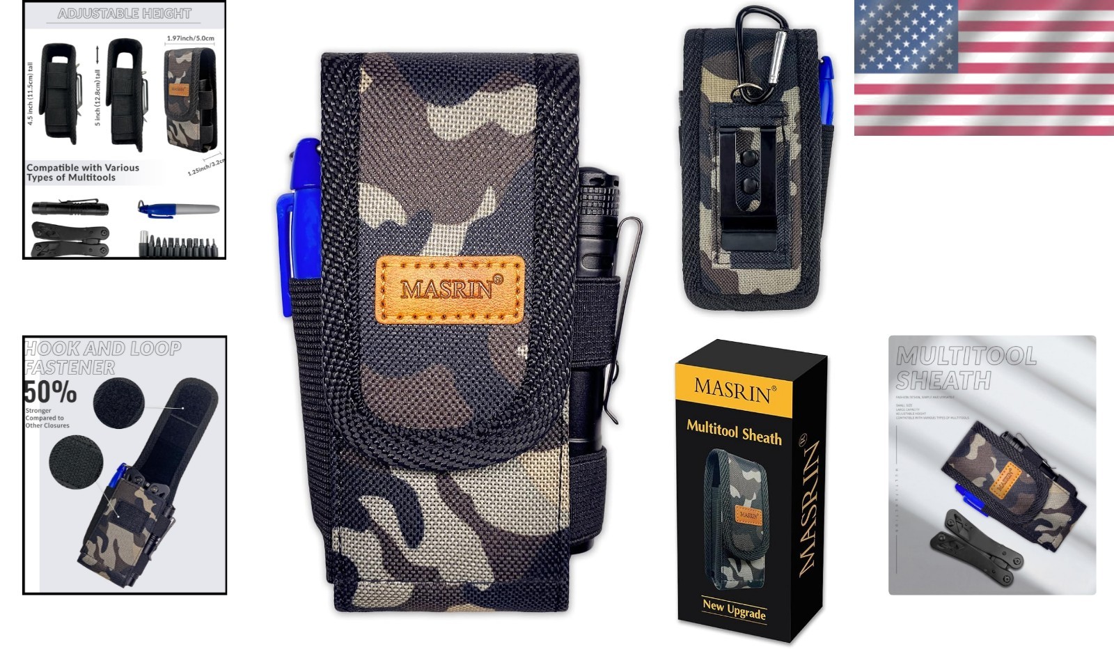 Camo Multitool Sheath – Versatile Pocket Knife Holder with 3 Wearing Modes