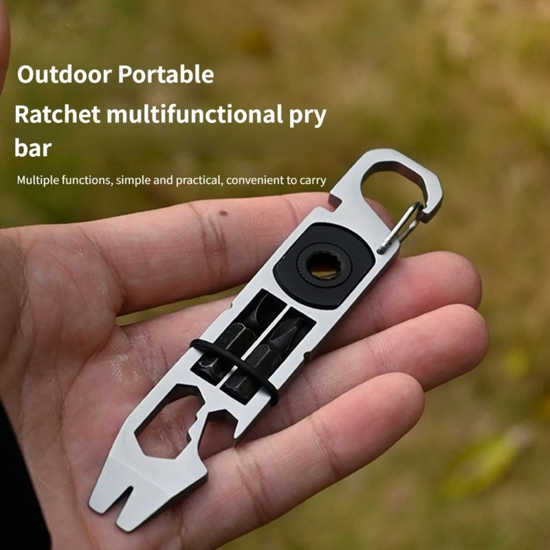 Steel Multipurpose Bottle Opener Key Holder Camping Hiking Multitool Keychain
