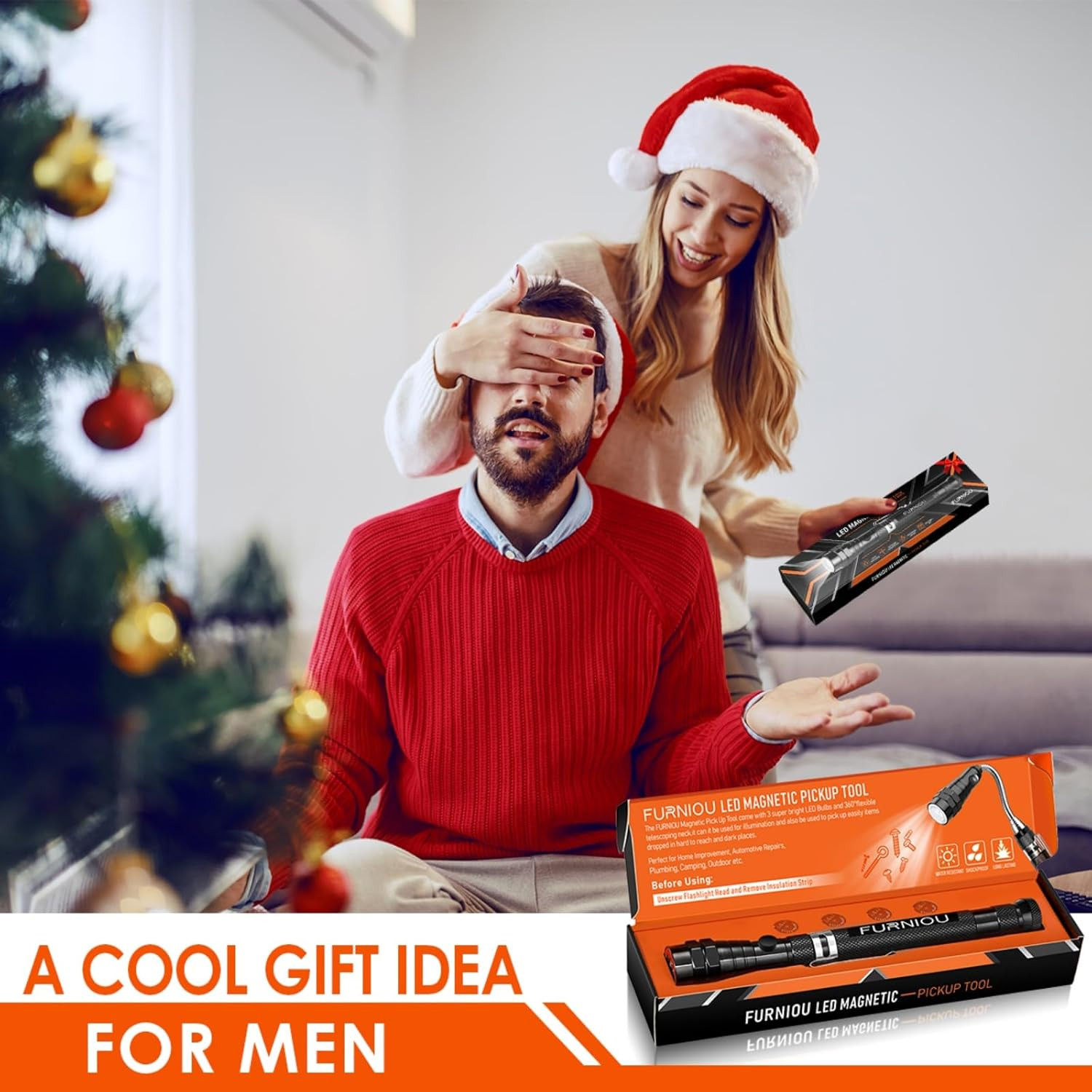 Gifts for Men, LED Magnetic Pickup Tool, Stocking Stuffers for Adults | Birthday