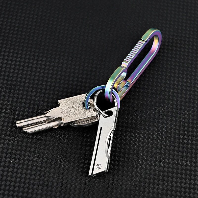 Mini Titanium Alloy Folding Knife for Outdoor Camping, Portable Keychain