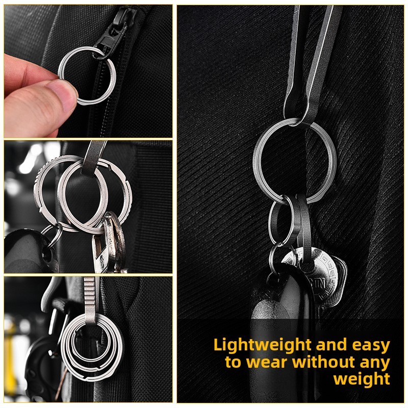 10pcs TC4 Titanium Alloy Key Ring Side Push EDC Split Rings Keychain Car Loop