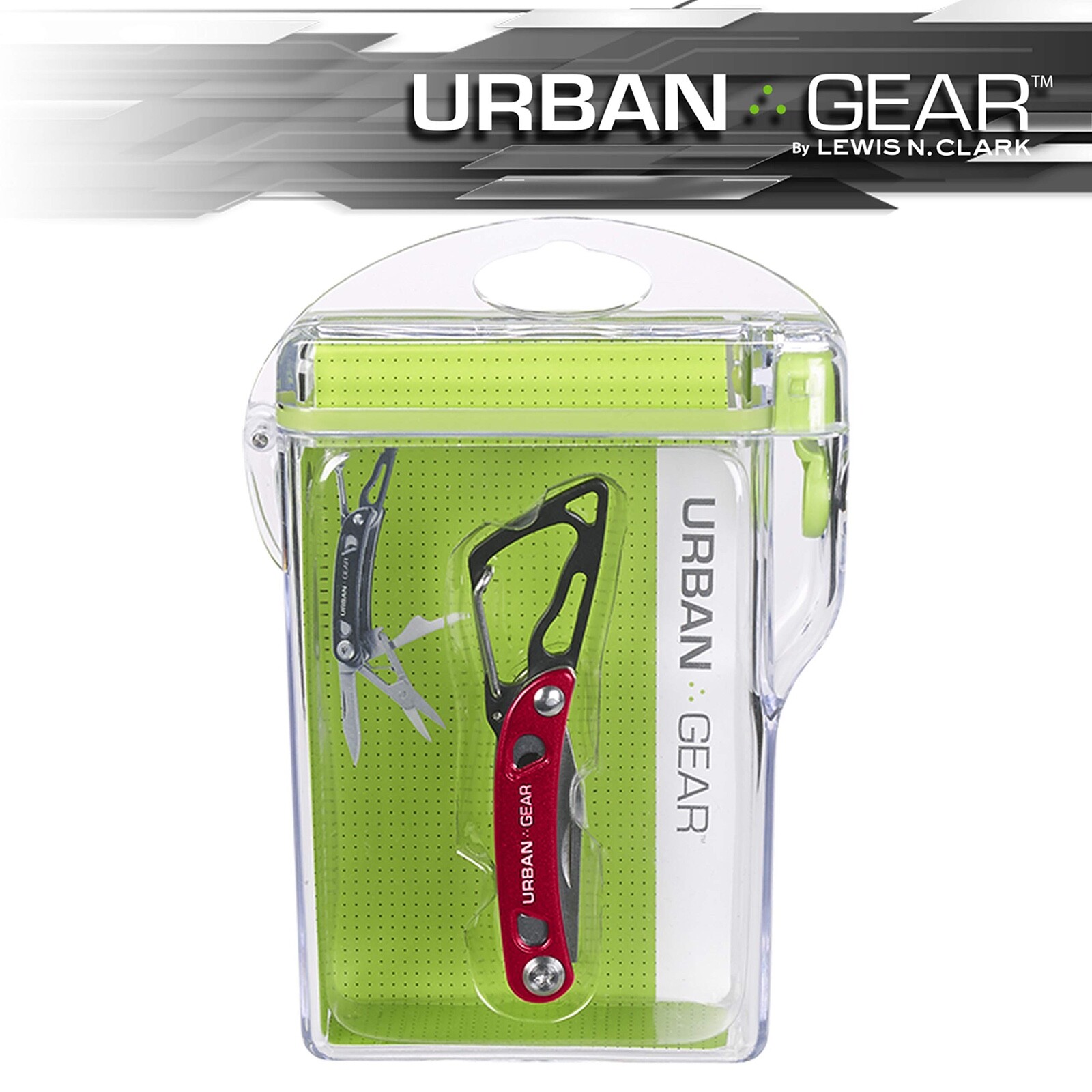 Urban Gear MiniMultitool RED KNIFE PLIERS Aluminum Handle Carabiner New w Case