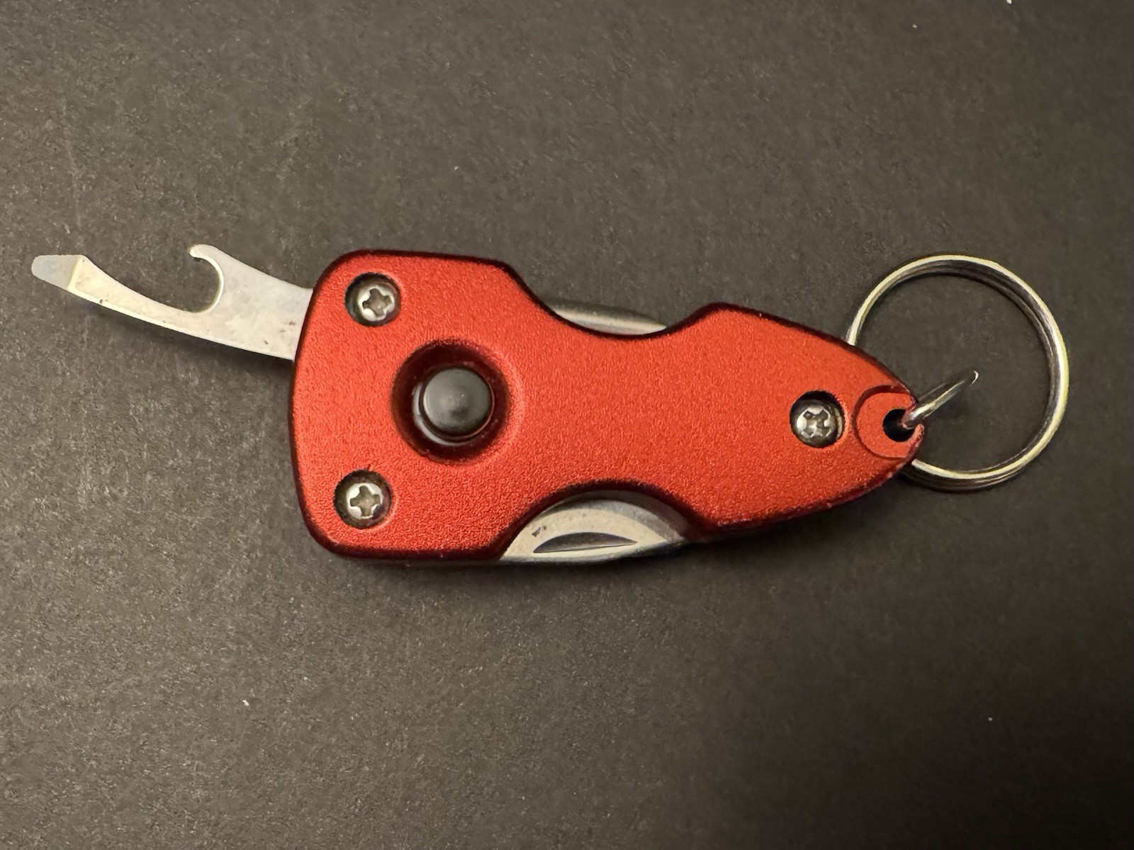 Biblical Red Multi-Tool Keychain with Light, Knife, Bottle Opener, Screwdrivers